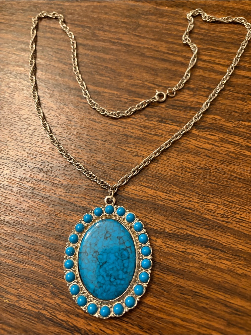 Turquoise Blue Oval Pendant Necklace - Women's Jewelry
